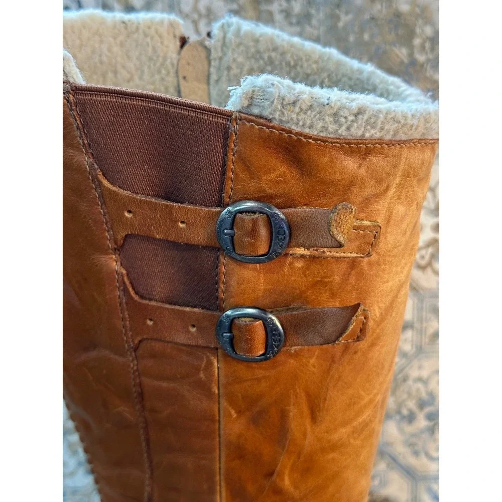 Keen Tall Leather Faux Fur Lined Boots Womens 9.5 Brown